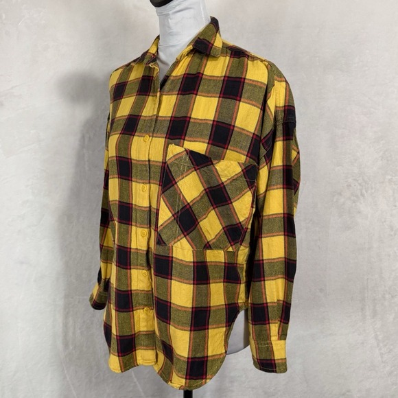 2 Vintage Diane Von Furstenberg Boxy Flannel Plaid Shirts Size S M Buffalo LOT - Picture 4 of 16